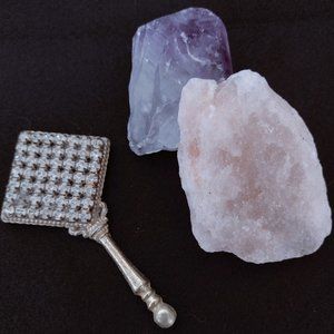 Elegant Golden Metal Rhinestone Pocket Mirror